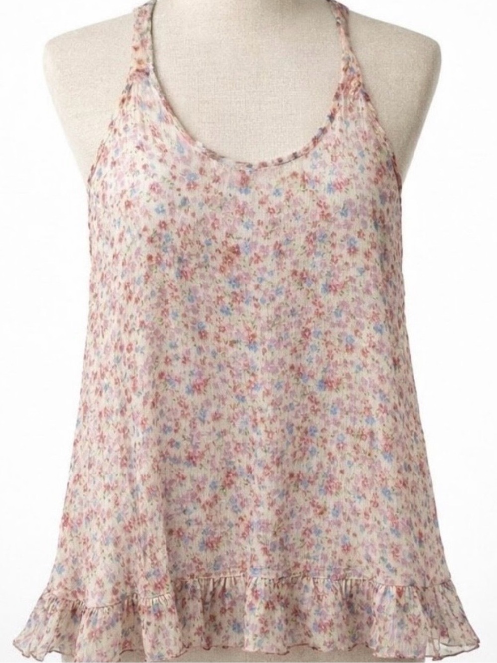 Fun & Flirt Pink Floral Ruffle-Hem Camisole
